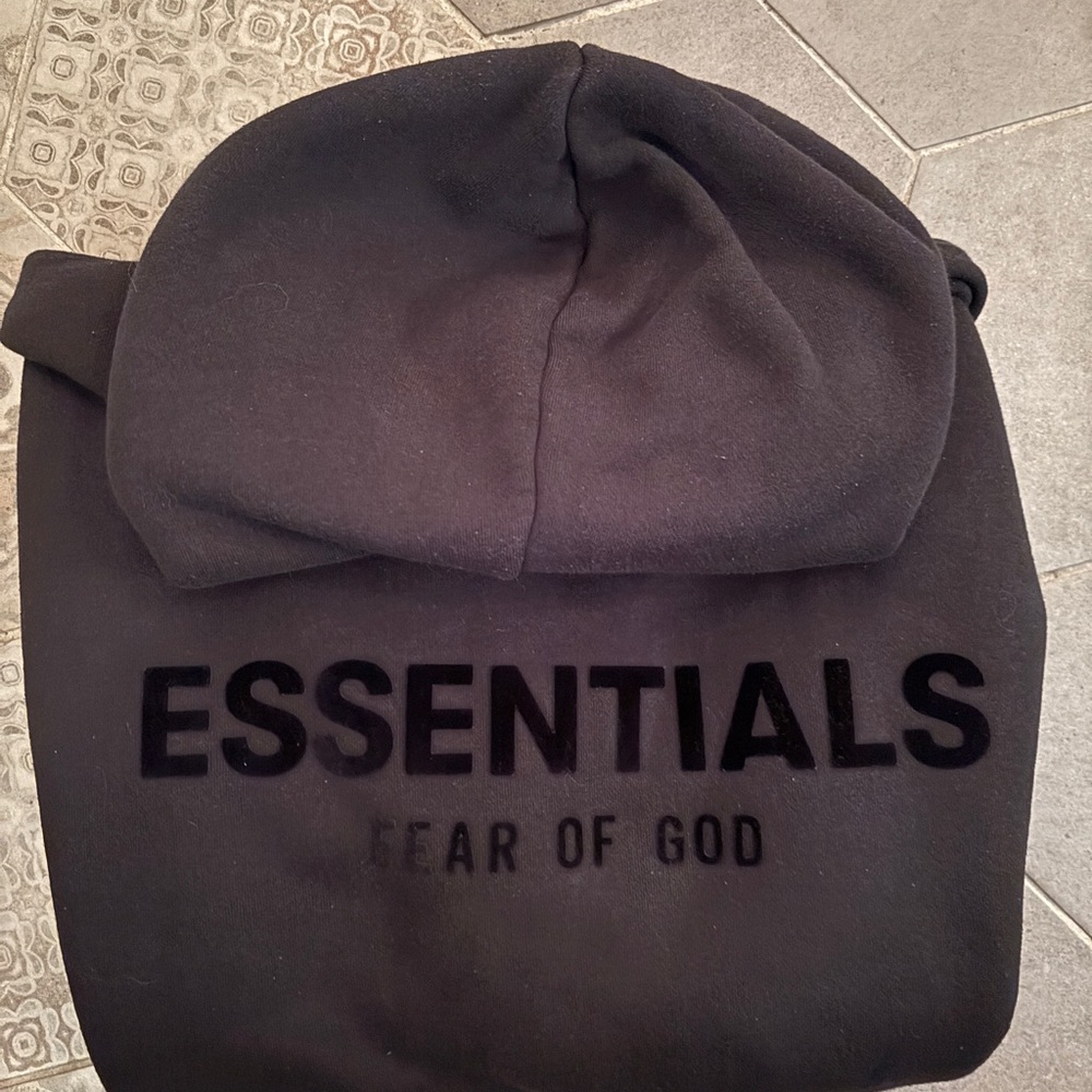 Black Fear of God Essentials hoodie